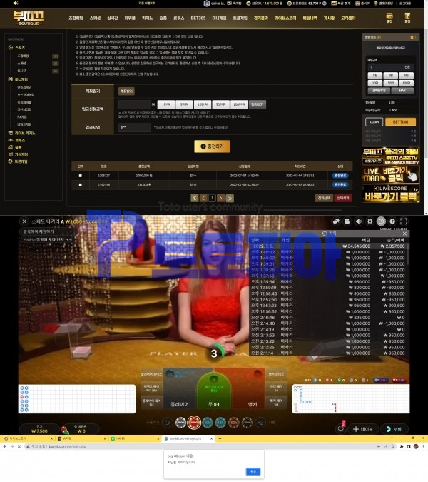 부띠끄[BOUTIQUE] 바카라 당첨금 600만원 먹튀 후 잠적-먹튀검증커뮤니티 토토피아
