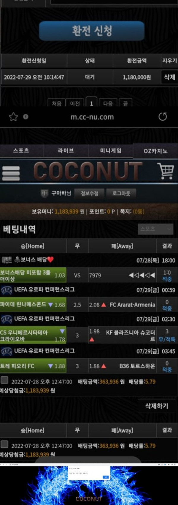 코코넛[COCONUT] 스포츠 당첨금 118만원 먹튀 - 먹튀검증커뮤니티 토토피아