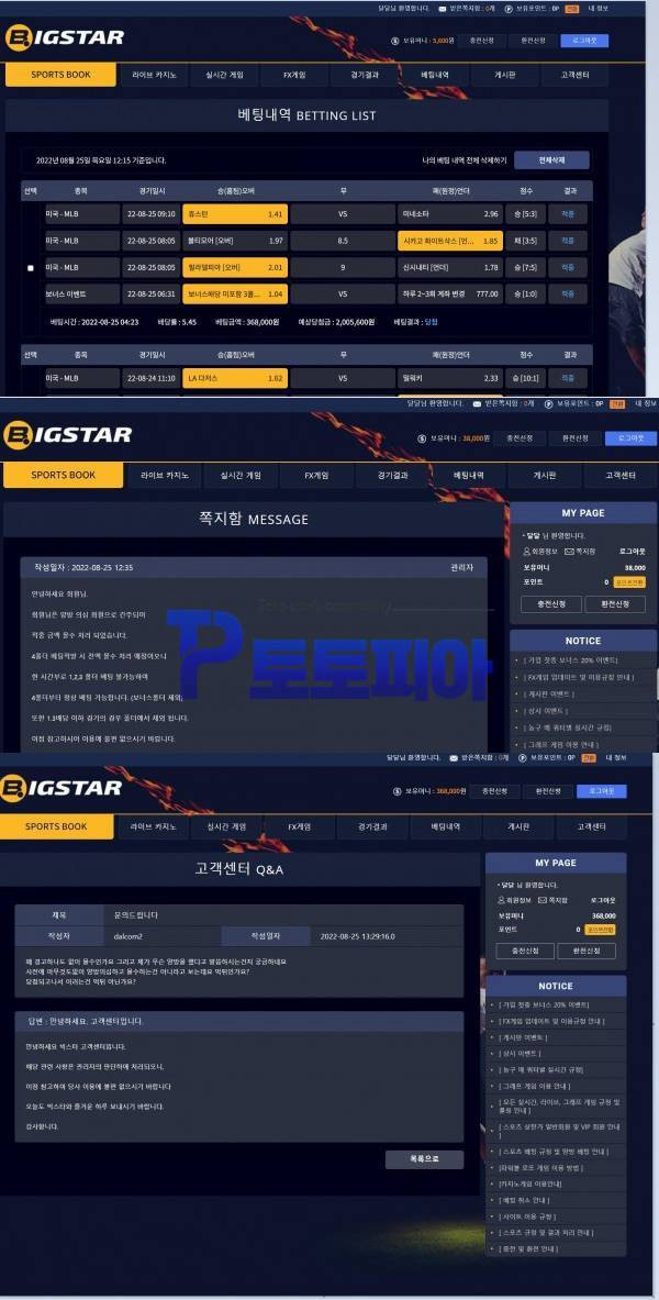 빅스타[Bigstar] big-35.com 스포츠 당첨금 200만원 먹튀 - 먹튀검증커뮤니티 토토피아